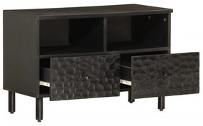 fekete tömör mangófa TV-szekrény 70 x 33 x 46 cm