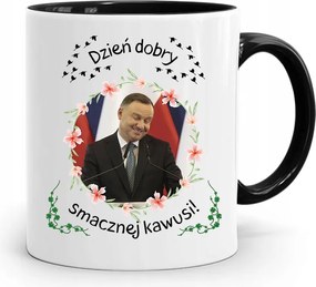 Andrzej Duda Elnök Fekete Bögre Ajándék fényképes nyomtatással