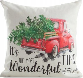 Karácsonyi díszpárnahuzat Jancsi 45x45 cipzáras autó