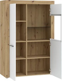 GAMA 2 ajtós vitrines szekrény | Artisan tölgy + Fehér