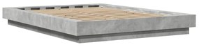 betonszürke szerelt fa ágykeret LED-del 120 x 200 cm