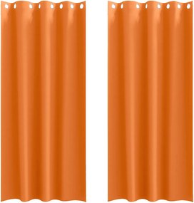 vidaXL Fekete Függöny Gyűrűkkel 2 pcs Élénk narancs 245 x 140 cm