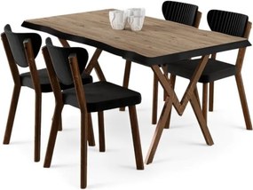 Akort étkezőgarnitúra, atlanti fenyő-fekete, 130 cm