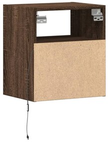 barna tölgyszínű fali TV-szekrény LED-del 41 x 31 x 45 cm