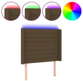 sötétbarna szövet LED-es fejtámla 103x16x118/128 cm