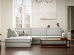 Világosszürke zsenília sarokkanapé (bal oldali-L alakú) Kirou – Maison de Rêve
