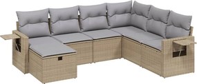 vidaXL 7 részes vegyes bézs polyrattan kerti ülőgarnitúra párnákkal