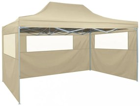 Krémszínű összecsukható sátor 3 fallal, 3 x 4,5 méter