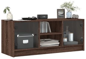 barna tölgyszínű TV-szekrény üvegajtókkal 102 x 37 x 42 cm