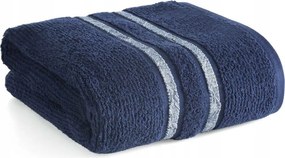 Dina törölköző 50x90 sötétkék velúr, egyenes bordó frottír 500 g/m2
