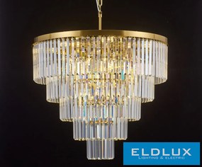 ELDLUX ELDICICLE kristĂĄly ĂŒveg csillĂĄr E14Ă18 D800x660mm arany
