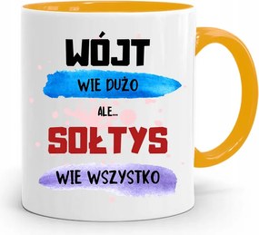 Sárga Bögre Mindent Tud Ajándék fényképes nyomtatással