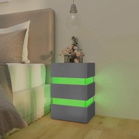 szürke szerelt fa LED-es éjjeliszekrény 45 x 35 x 67 cm