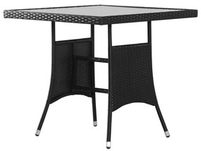 fekete polyrattan kerti asztal 80 x 80 x 74 cm