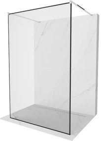 Mexen Kioto, átmenő zuhany paraván 130 x 200 cm, 8mm átlátszó / fekete üvegminta, 2x króm stabilizáló távtartó, 800-130-002-01-70