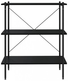 fekete 3 szintes polcrendszer 80x40x92 cm