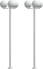 vidaXL 2 db ezüstszínű rozsdamentes acél kültéri állólámpa 215 cm