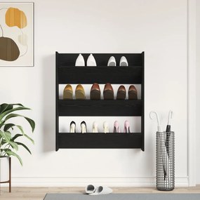 Fali cipőtároló Fekete Tölgy 80x18x90 cm Műszaki fa