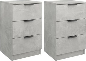 vidaXL 2 db betonszürke éjjeliszekrény 40 x 36 x 65 cm