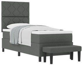 Box Spring Ágy Matraccal és Pad Sötétszürke 80x200 cm Szövet