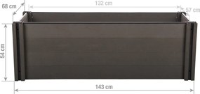 Emelt virágágyás G21 Crop 143 x 68 x 54, WPC, Eben, 54 cm