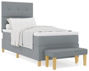Boxspring Ágy Matrac és Pad Világosszürke 100x200 cm Szövet
