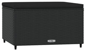 vidaXL 2 db fekete polyrattan kerti lábtartó párnákkal