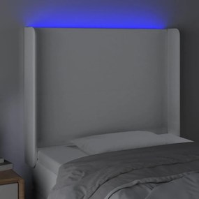 fehér műbőr LED-es fejtámla 83x16x118/128 cm