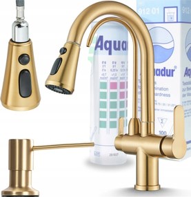 Konyhai csaptelep Arany kihúzható forgatható kifolyócső Konyhai csaptelep mosogató szett