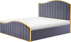 Ágy ráccsal, 180x200, sötétszürke Velvet szövet/gold arany króm, GEORGIA