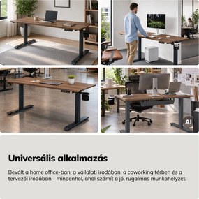 Elektromos íróasztal magasságállítással ergonomikus antracit/dió,1600x800 mm: ARIA