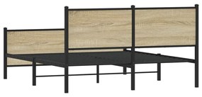 sonoma tölgy színű fém ágykeret matrac nélkül 150 x 200 cm