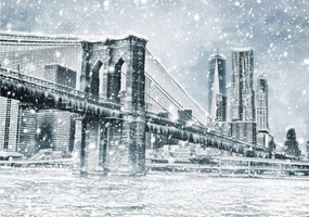 Fotótapéta Brooklyn híd tél New York hó jég acél 250x175 +ragasztó