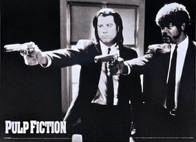 Fém tábla Pulp Fiction - Black and White Guns, (40 x 30 cm)