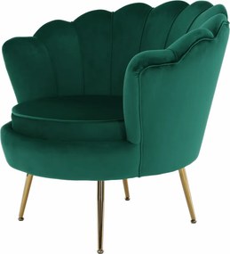 Fotel Art-deco stílusban, smaragd Velvet anyag/gold króm-arany, NOBLIN