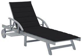 Tömör akácfa kerti napozóágy párnával