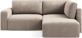 Bézs zsenília kinyitható-tárolóhelyes sarokkanapé (jobb oldali-L alakú) Kona – Makamii