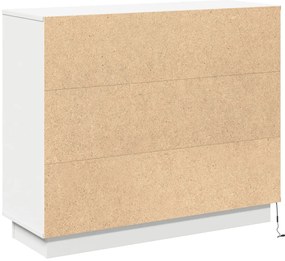 LED-es oldalpanel, fehér, 90x32x75 cm, mérnöki fa