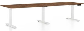 OfficeTech Long állítható magasságú asztal, 260 x 80 cm, fehér alap, silverjack tölgy