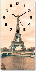 Függő üveg falióra Eiffel-torony Párizs 30x60 cm