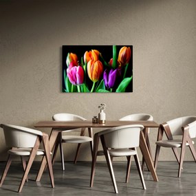 Tulipánok képe fekete alapon (90x60 cm)