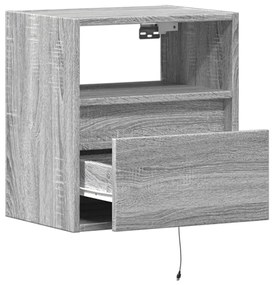szürke sonoma színű fali TV-szekrény LED-del 41 x 31 x 45 cm