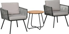 Outsunny Szintetikus Rattan Kerti Bútor Szett 3 Darabos Asztal és 2 Rattan Szék Párnákkal a Balkonsarok Teraszra | Aosom