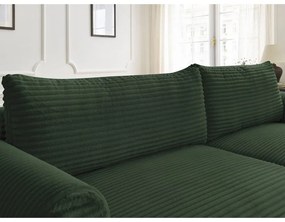 Sötétzöld kordbársony kinyitható sarokkanapé (jobb oldali) Lucien – Bobochic Paris