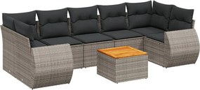 vidaXL 8 részes szürke polyrattan kerti ülőgarnitúra párnákkal