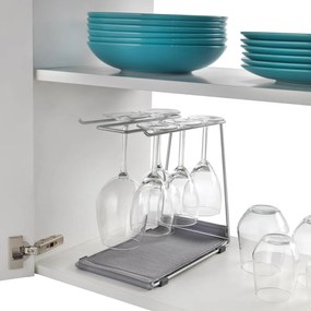 Ezüstszínű acél borospohár tartó Calix – Metaltex