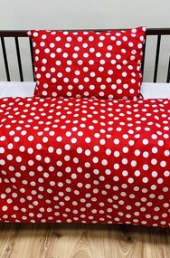 Pamut ágynemű Dots piros TiaHome - Detský set 130x90cm + 65x45cm