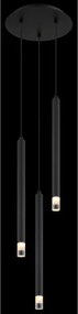 Globo 15629-3 Függeszték fém fekete matt, akril szaténozott, átlátszó, fekete PVC kábel, ø: 240mm, M: 1200mm, 3x G9 LED 4W 230V izzók nélkül