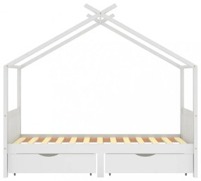 fehér tömör fenyőfa fiókos gyerekágykeret 90 x 200 cm