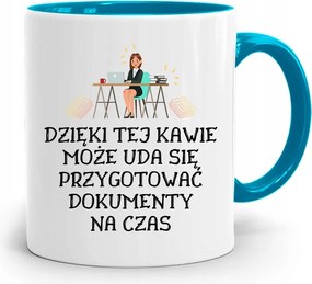 Kék Bögre Ajándék Titkárnőnek Kávéval, fényképes nyomattal